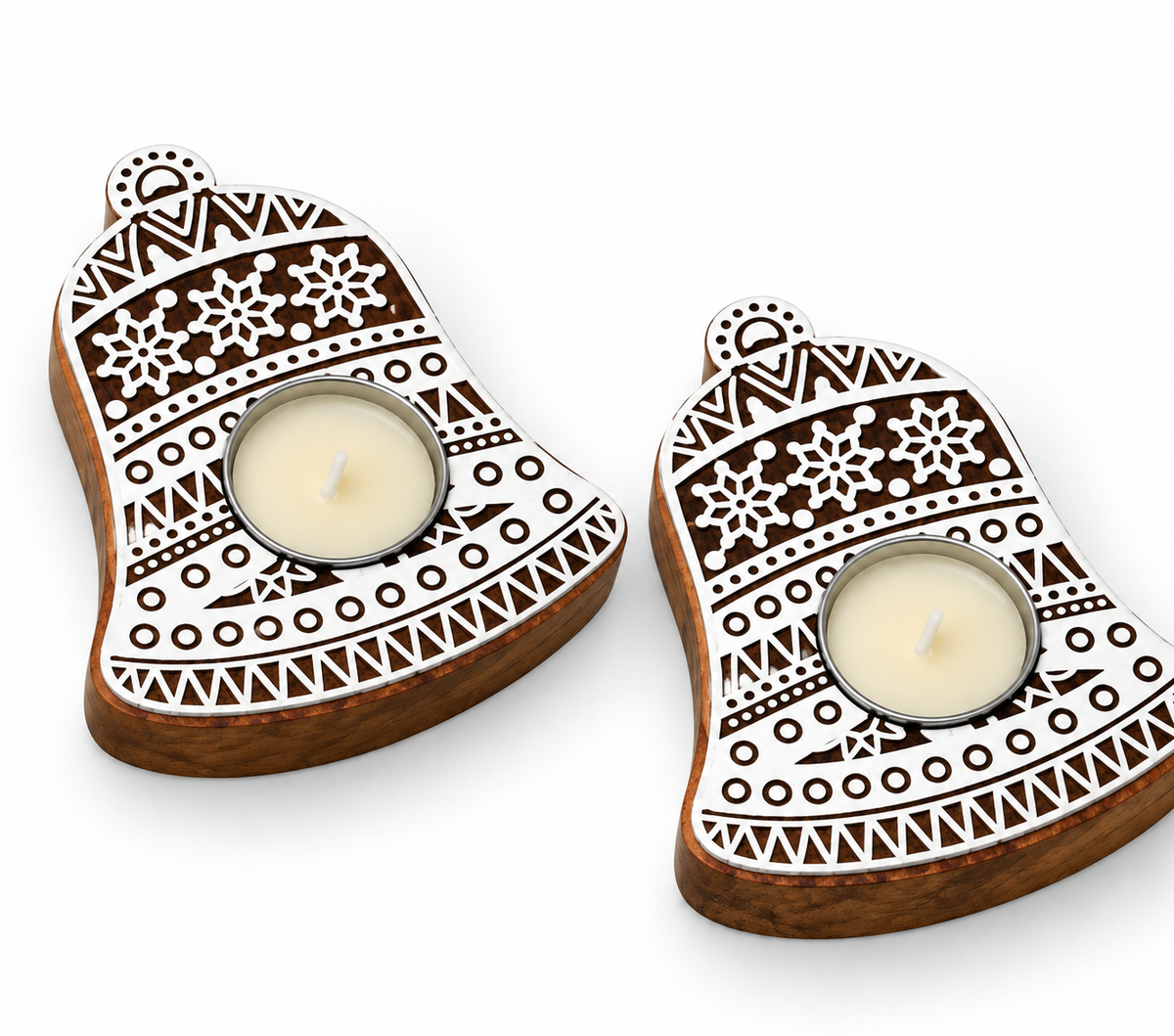 Amore Candles Festive Bell Wooden Tealight Holder