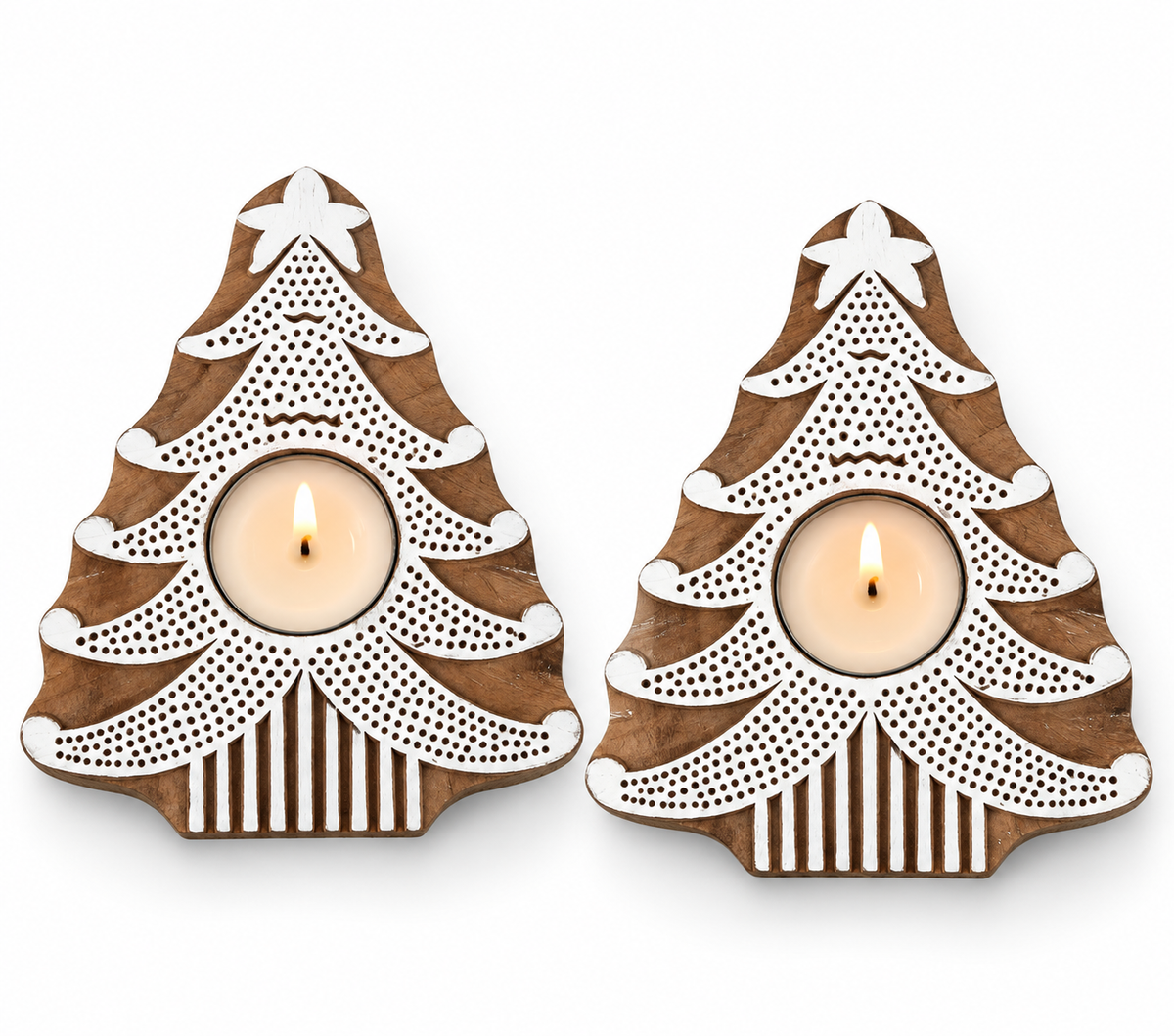 Amore Candles Christmas Tree Wooden Tealight Holder