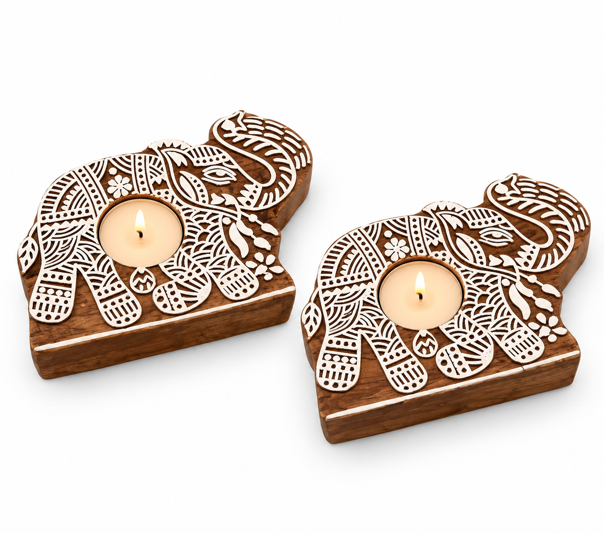 Amore Candles Elephant Shaped Wooden Tealight Holder