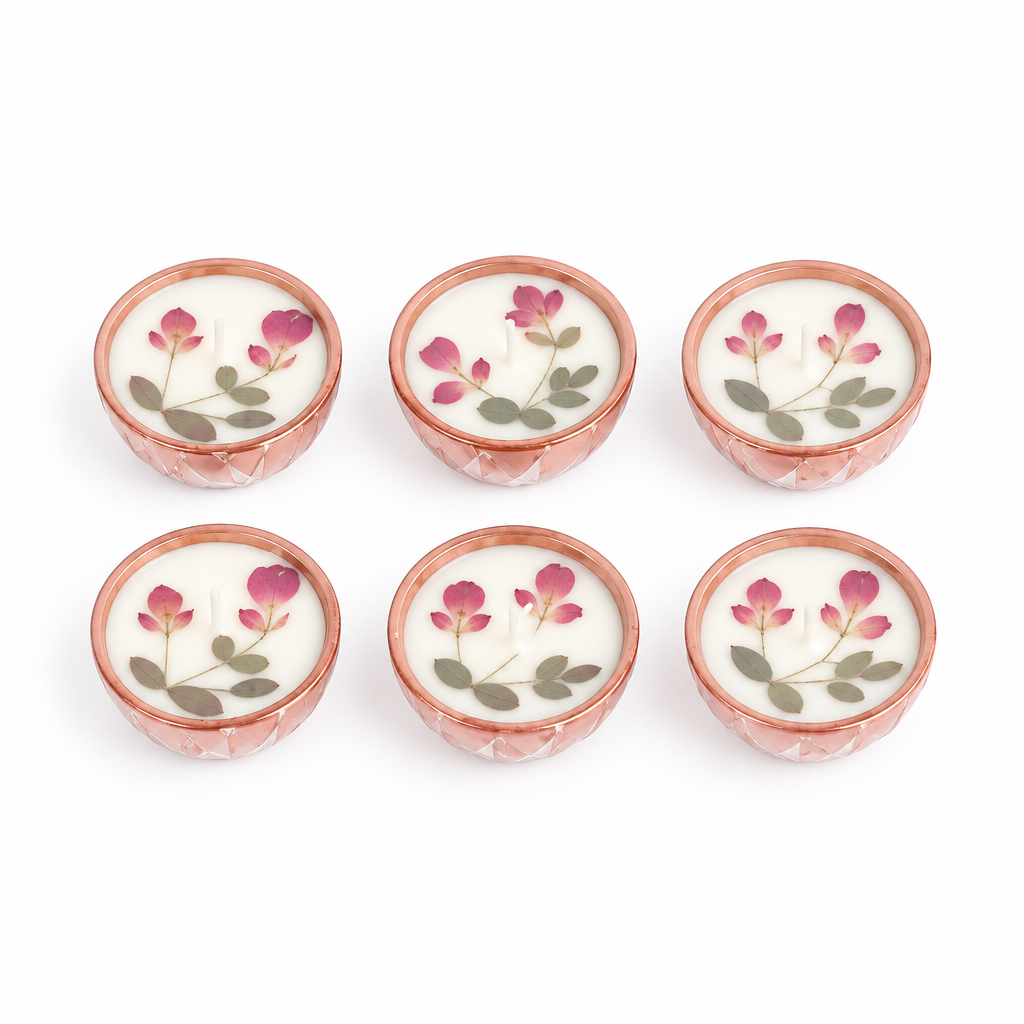 Kusum - Terracotta Floral Candle (6 Pcs)