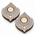 Amore Candles Leaf Mandala Wooden Tealight Holder
