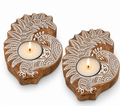 Amore Candles Peacock Mandala Wooden Tealight Holder