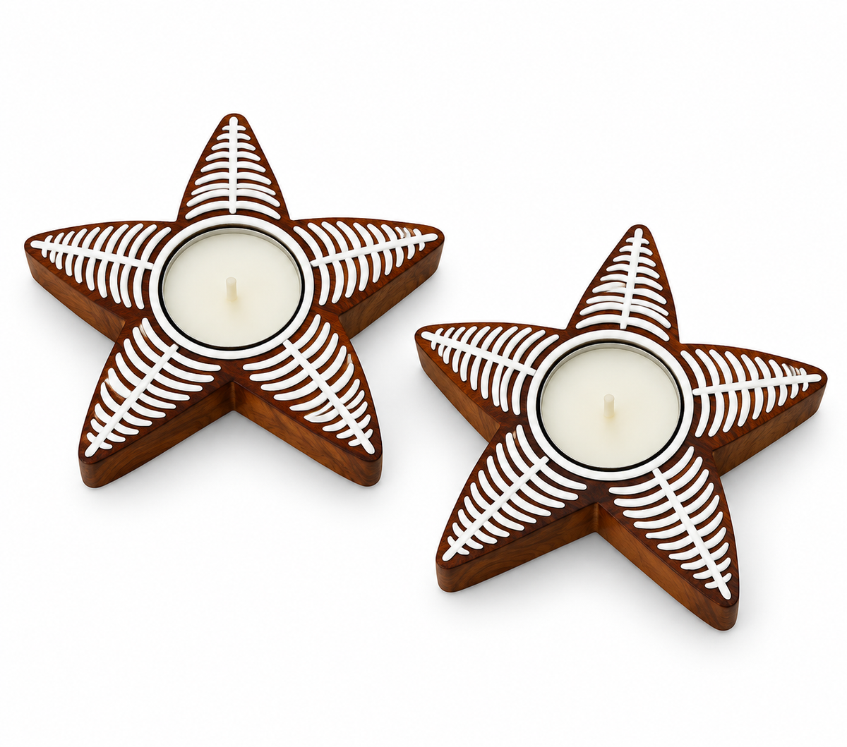 Amore Candles Star Mandala Wooden Tealight Holder