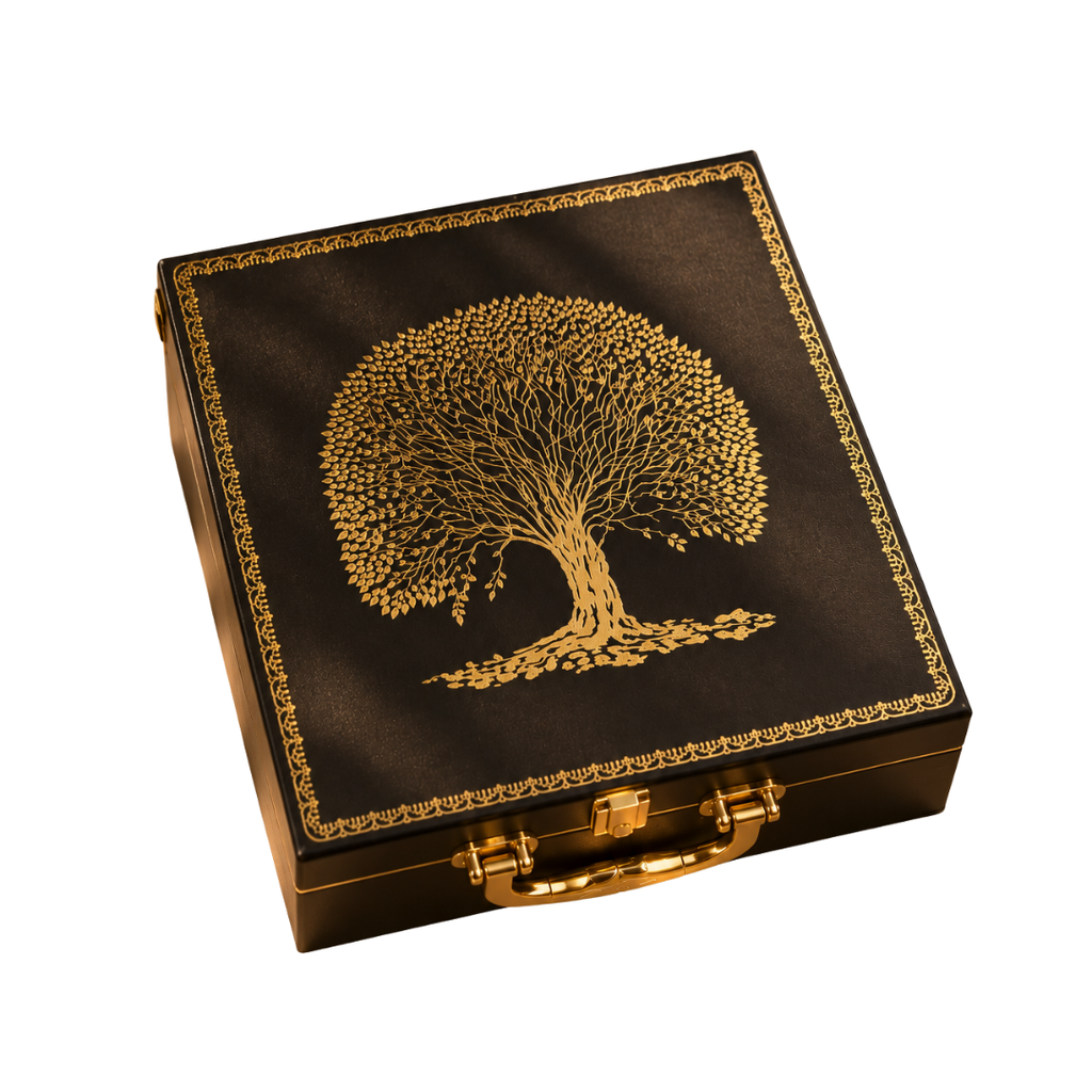 Woodland Serenity hamper, four jar candles in a satin-lined case by Amore Candles