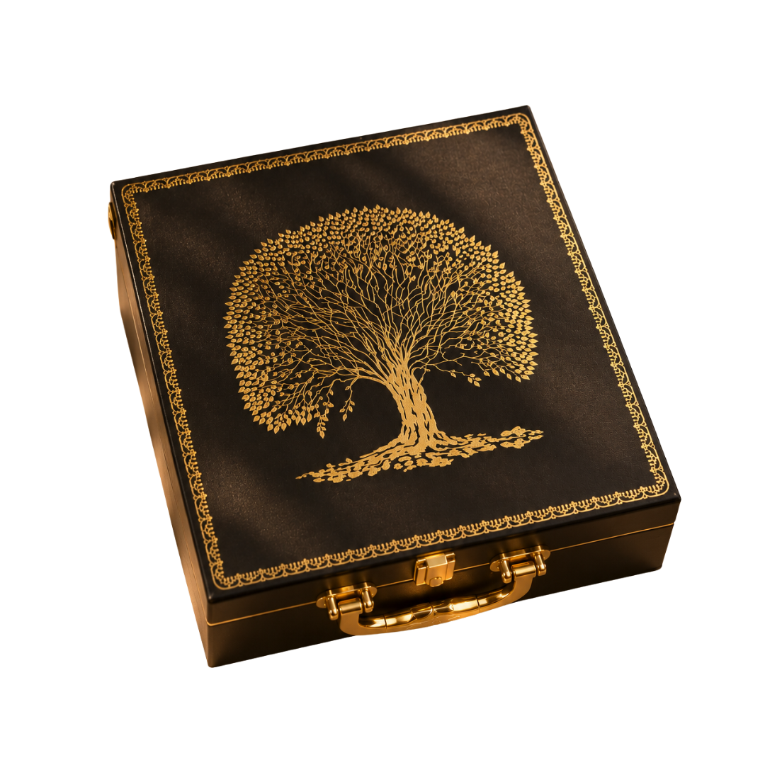 Woodland Serenity hamper, four jar candles in a satin-lined case by Amore Candles