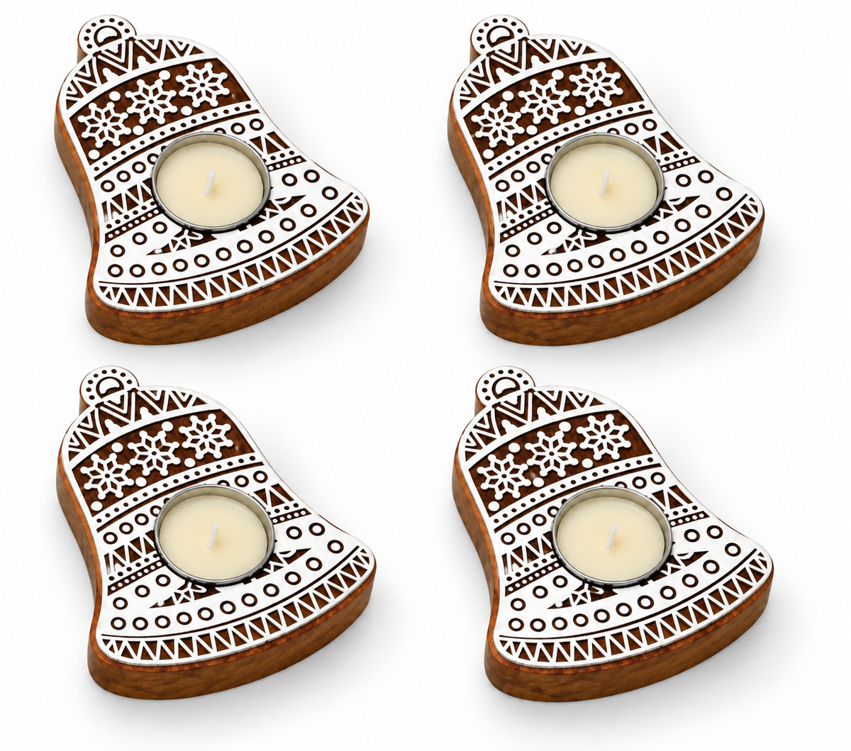 Wooden Tealight Holder — Festive Bell