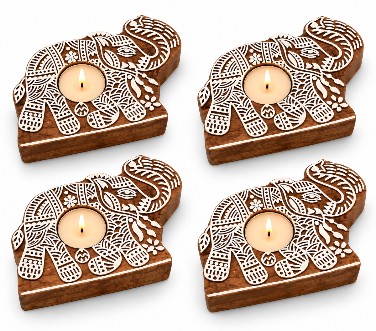 Wooden Tealight Holder — Elephant Shaped