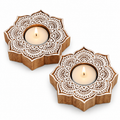 Amore Candles Floral Mandala Wooden Tealight Holder