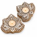Amore Candles Lotus Mandala Wooden Tealight Holder