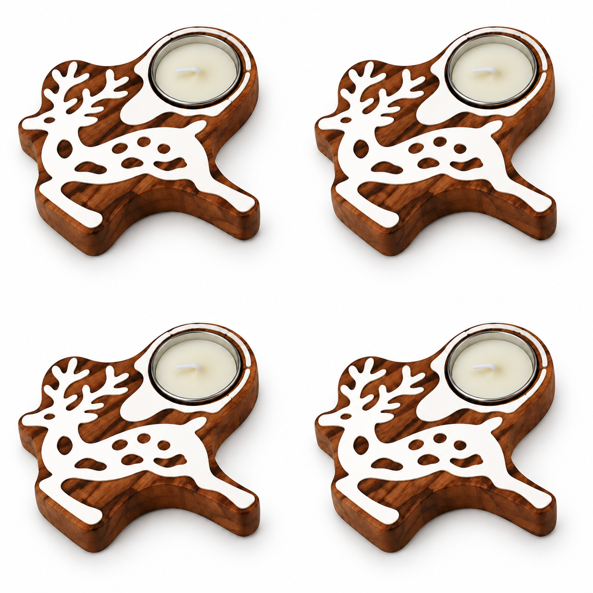 Wooden Tealight Holder — Reindeer