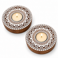 Amore Candles Round Mandala Art Wooden Tealight Holder