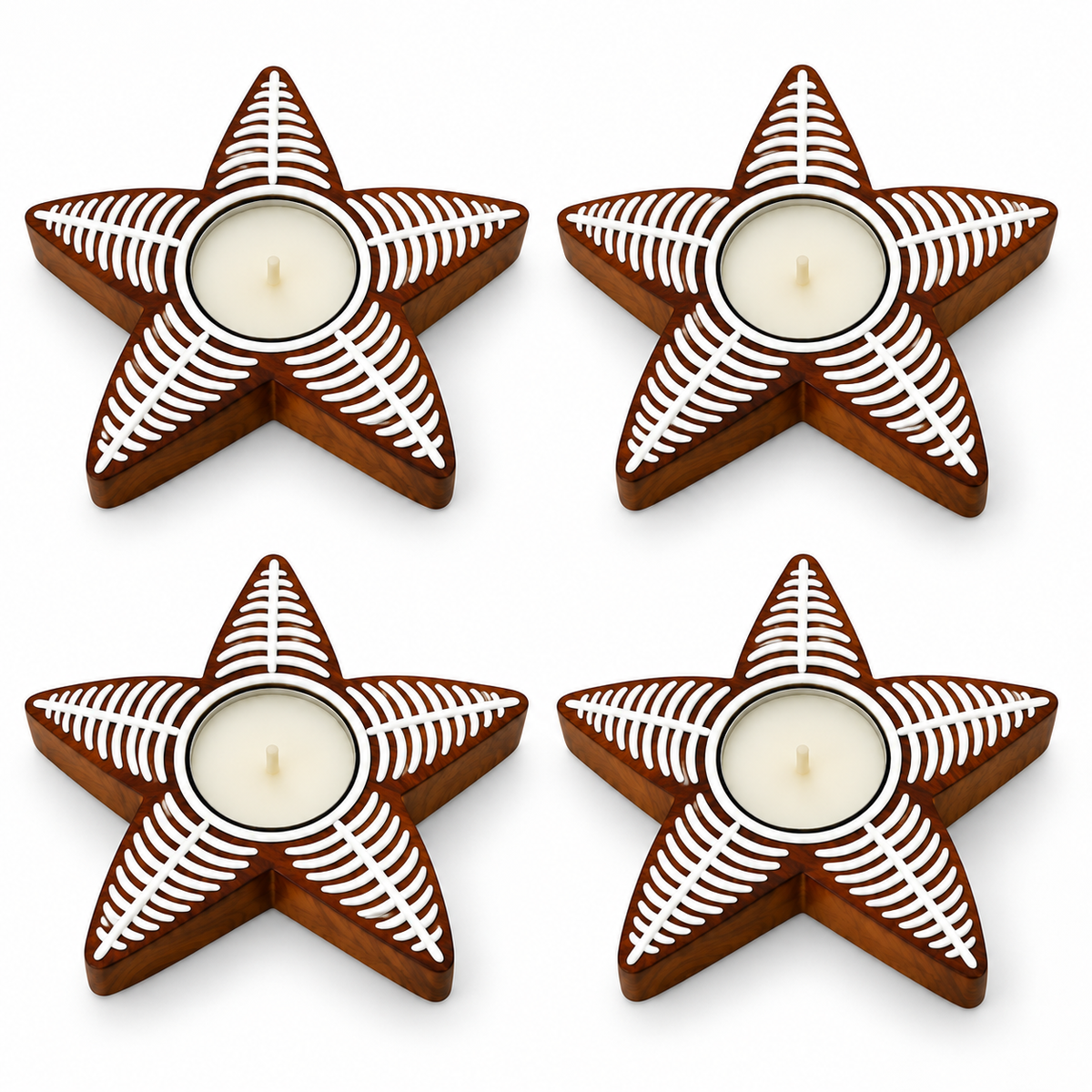 Wooden Tealight Holder — Star Mandala