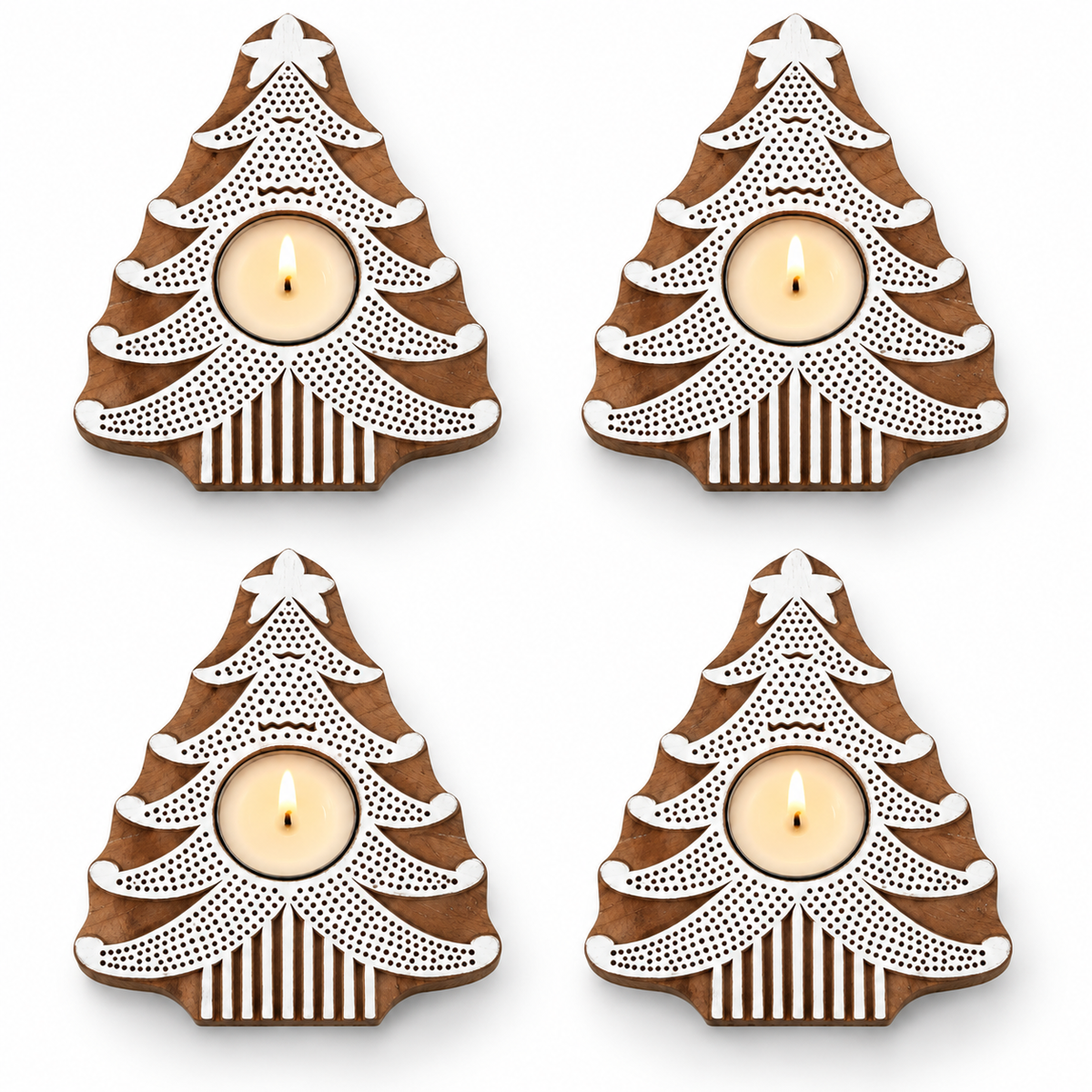 Wooden Tealight Holder — Christmas Tree